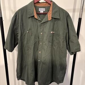 Carhartt Shirt Men 2XL Green Relaxed Fit Midweight Canvas Short Sleeve Button Up